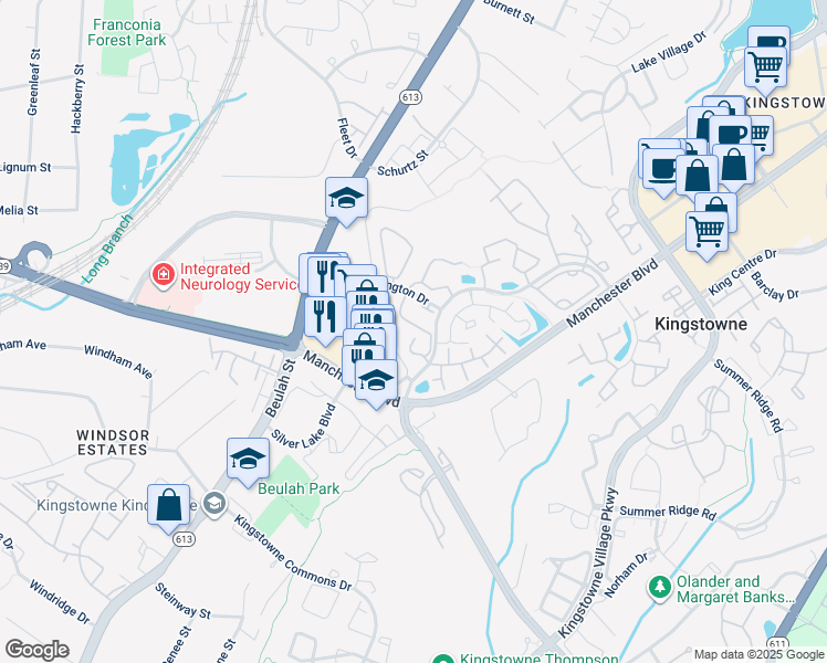 map of restaurants, bars, coffee shops, grocery stores, and more near 7014 Old Brentford Road in Alexandria