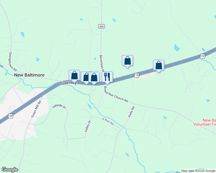map of restaurants, bars, coffee shops, grocery stores, and more near 5125 Lee Highway in Vint Hill Farms