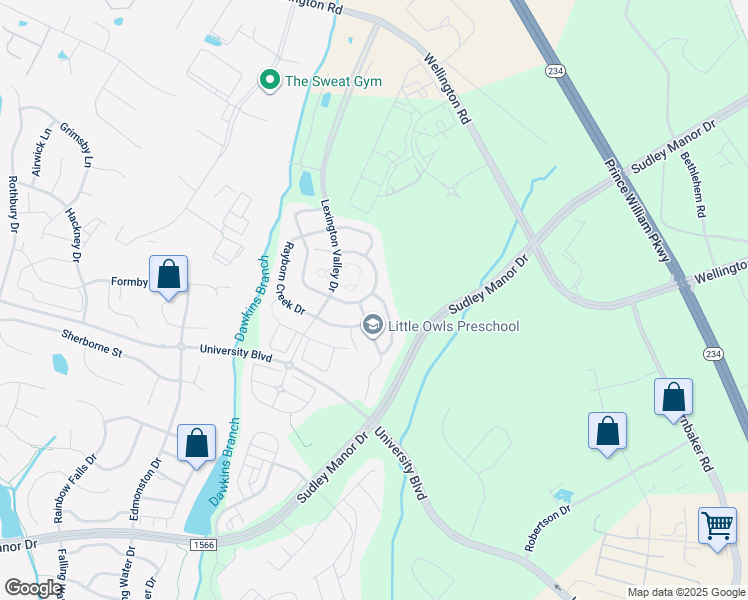 map of restaurants, bars, coffee shops, grocery stores, and more near 11965 Molly Pitcher Circle in Manassas