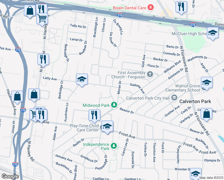 map of restaurants, bars, coffee shops, grocery stores, and more near 6946 Midwood Ave in Hazelwood