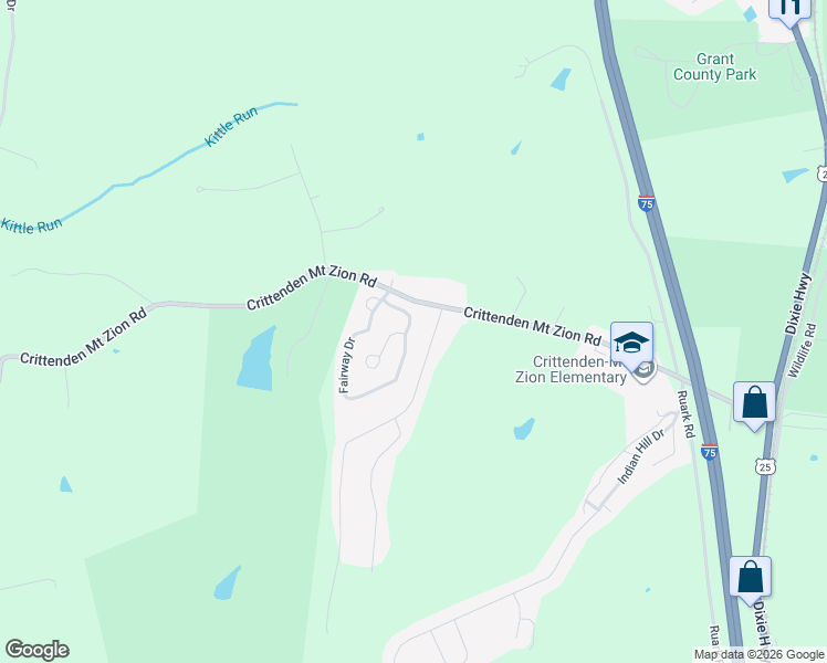 map of restaurants, bars, coffee shops, grocery stores, and more near 298 Fairway Drive in Dry Ridge