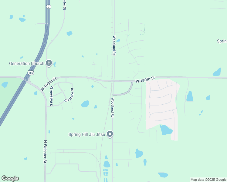 map of restaurants, bars, coffee shops, grocery stores, and more near South Woodland Road in Spring Hill