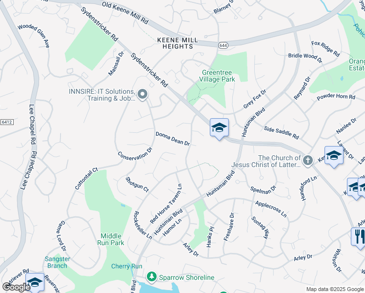 map of restaurants, bars, coffee shops, grocery stores, and more near 9109 Donna Dean Dr in Springfield