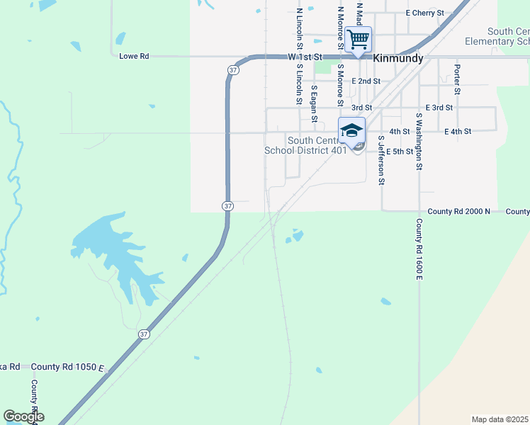 map of restaurants, bars, coffee shops, grocery stores, and more near 715 South Salem Street in Kinmundy