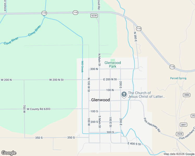 map of restaurants, bars, coffee shops, grocery stores, and more near 215 North Main Street in Glenwood