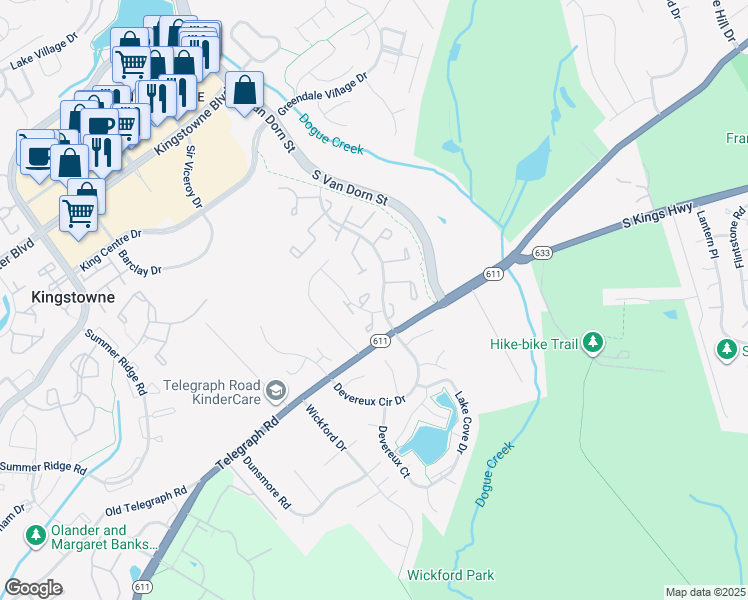 map of restaurants, bars, coffee shops, grocery stores, and more near 7115 Dijohn Court Drive in Alexandria