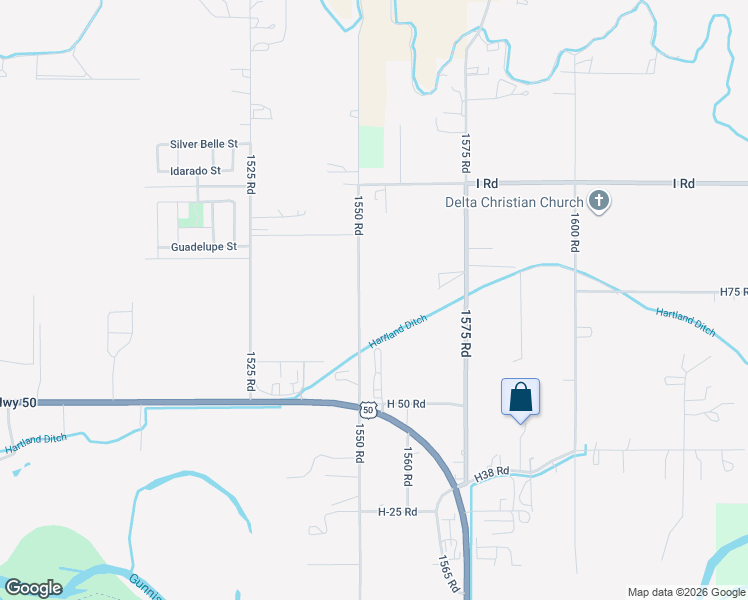 map of restaurants, bars, coffee shops, grocery stores, and more near 777 1550 Road in Delta