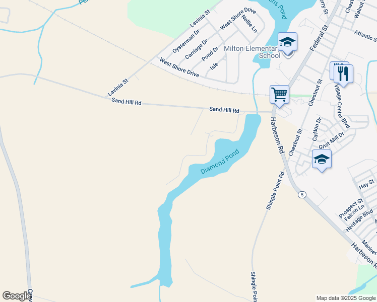 map of restaurants, bars, coffee shops, grocery stores, and more near 130 Bangor Lane in Milton