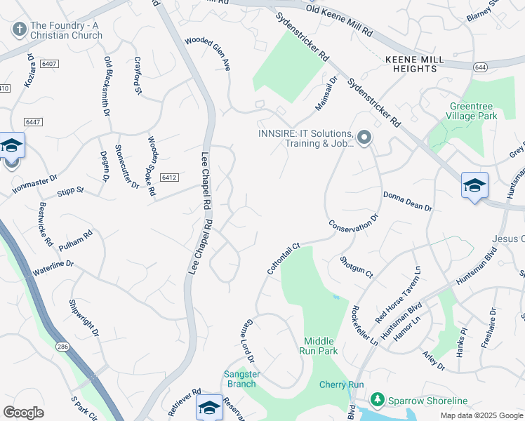 map of restaurants, bars, coffee shops, grocery stores, and more near 6904 Spanker Drive in Burke
