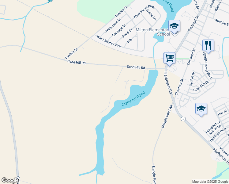 map of restaurants, bars, coffee shops, grocery stores, and more near 130 Bangor Lane in Milton