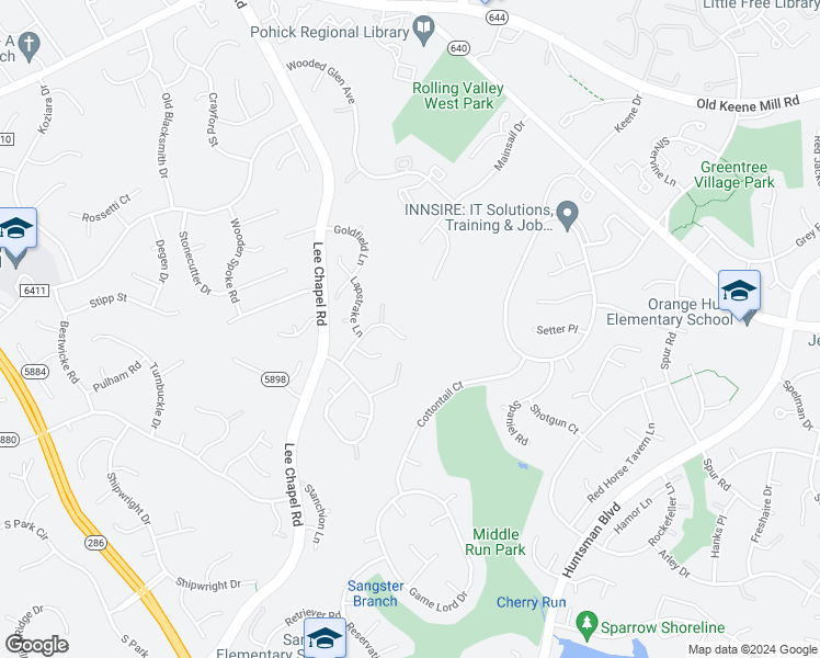 map of restaurants, bars, coffee shops, grocery stores, and more near 6904 Spanker Drive in Burke