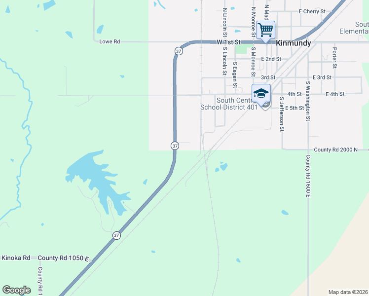 map of restaurants, bars, coffee shops, grocery stores, and more near 701 South Salem Street in Kinmundy