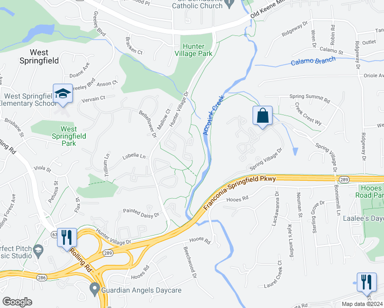 map of restaurants, bars, coffee shops, grocery stores, and more near 7740 Shootingstar Drive in Springfield