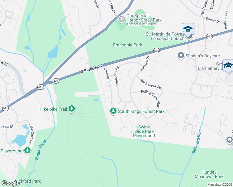 map of restaurants, bars, coffee shops, grocery stores, and more near 4516 Flintstone Road in Alexandria