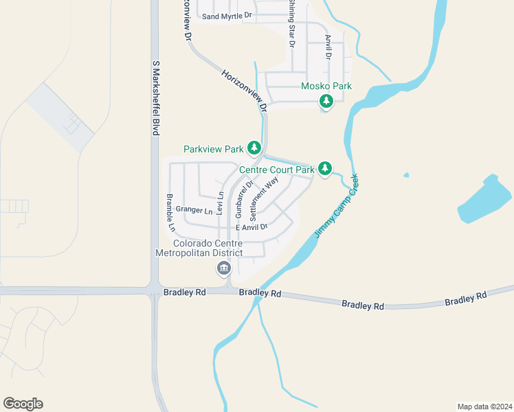 map of restaurants, bars, coffee shops, grocery stores, and more near 4375 Settlement Way in Colorado Springs