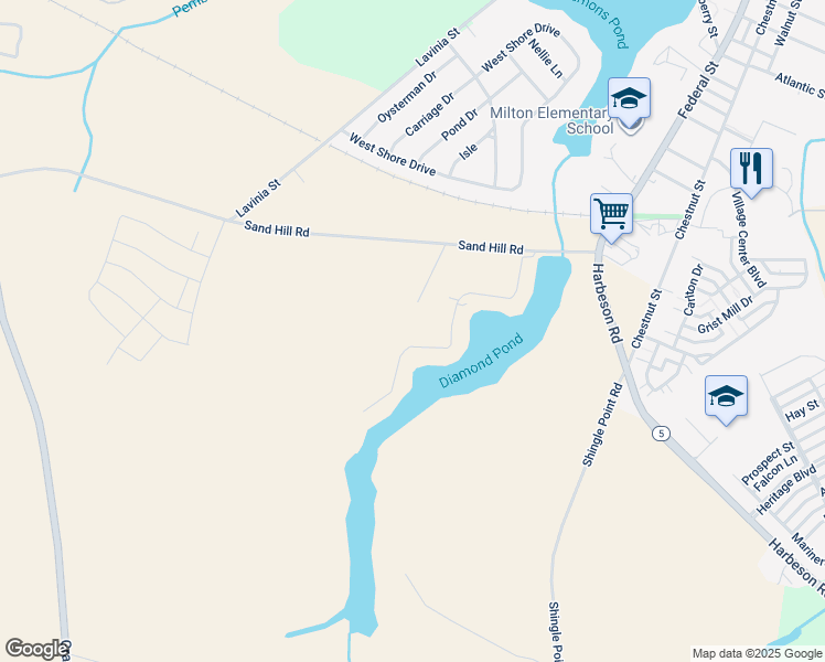 map of restaurants, bars, coffee shops, grocery stores, and more near 132 Bangor Lane in Milton