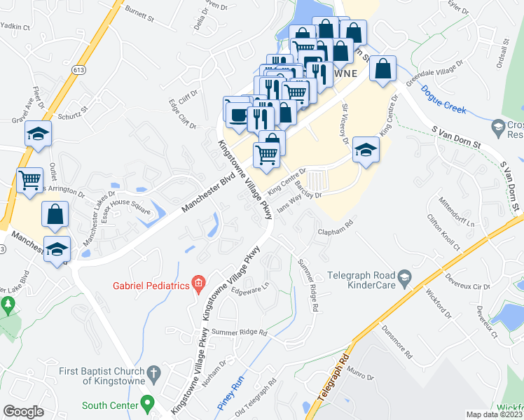 map of restaurants, bars, coffee shops, grocery stores, and more near 7034 Ellingham Circle in Alexandria
