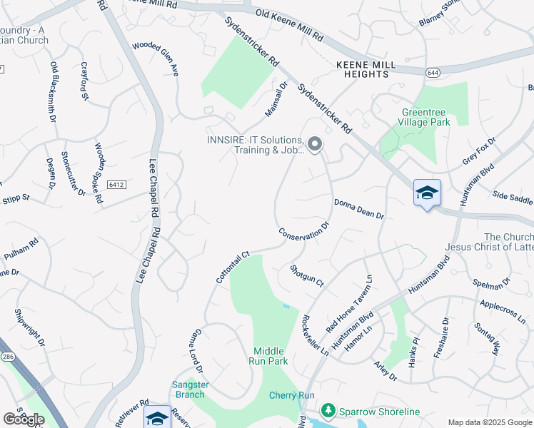 map of restaurants, bars, coffee shops, grocery stores, and more near 6953 Conservation Drive in Springfield