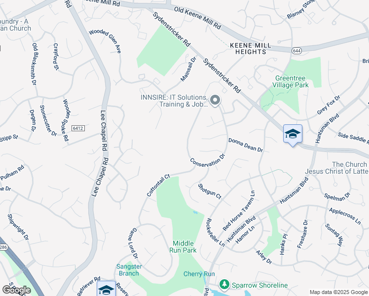 map of restaurants, bars, coffee shops, grocery stores, and more near 6953 Conservation Drive in Springfield
