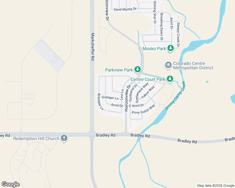 map of restaurants, bars, coffee shops, grocery stores, and more near 9213 Granger Lane in Colorado Springs