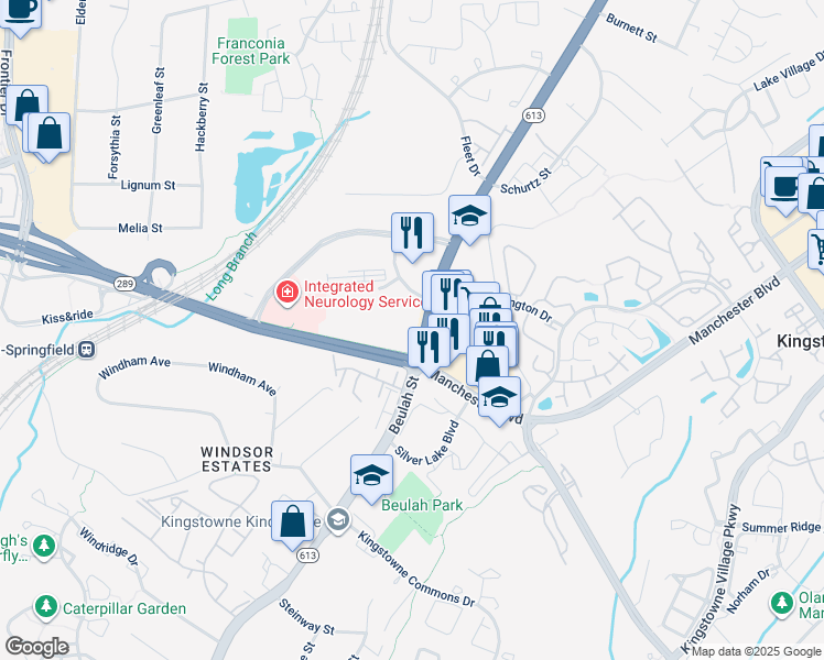 map of restaurants, bars, coffee shops, grocery stores, and more near 6922 Beulah Street in Alexandria