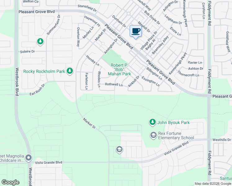 map of restaurants, bars, coffee shops, grocery stores, and more near 1169 Branston Drive in Roseville