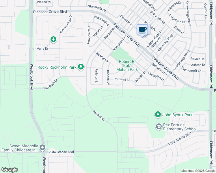 map of restaurants, bars, coffee shops, grocery stores, and more near 2065 Rhodes Lane in Roseville
