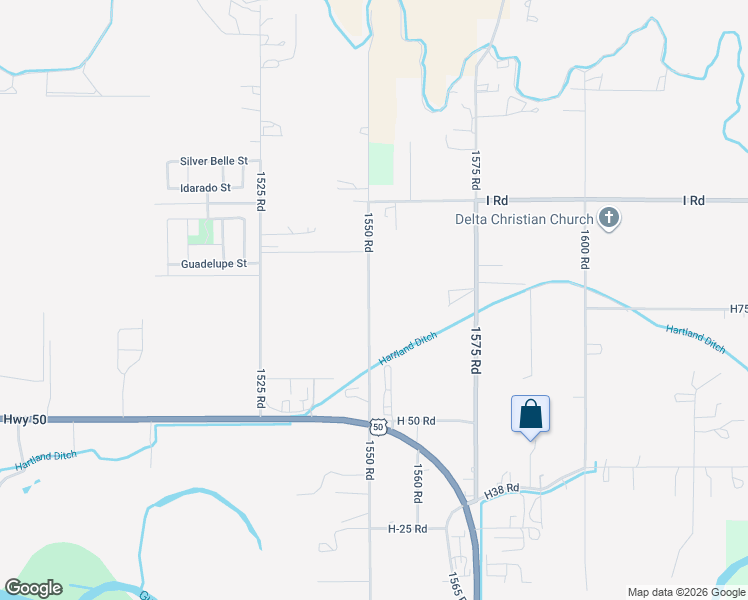 map of restaurants, bars, coffee shops, grocery stores, and more near 777 1550 Road in Delta