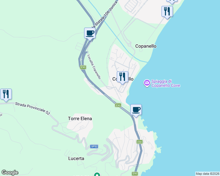 map of restaurants, bars, coffee shops, grocery stores, and more near 17 Galleria Copanello in Provincia di Catanzaro