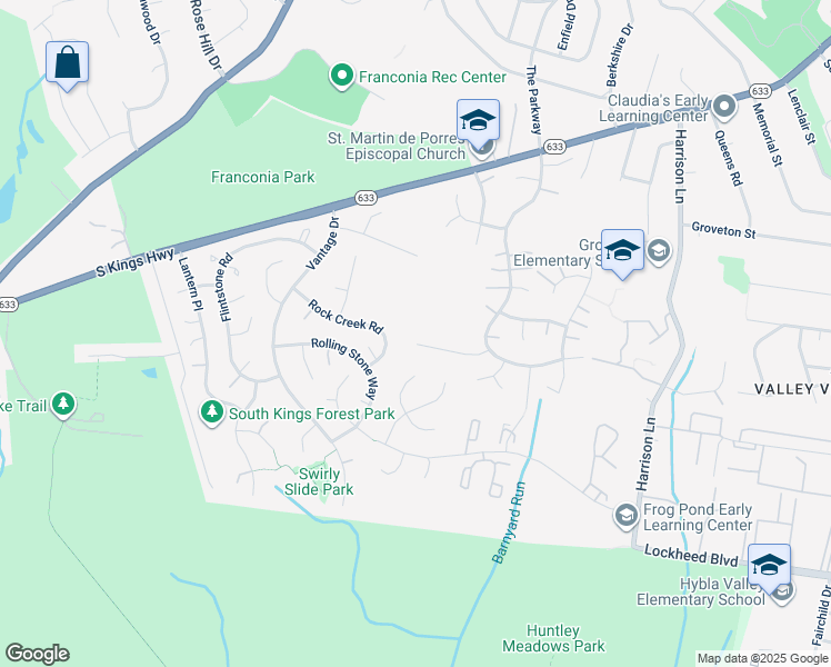 map of restaurants, bars, coffee shops, grocery stores, and more near 4020 Cool Brooke Way in Alexandria