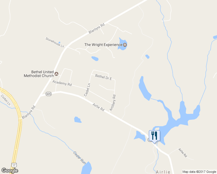 map of restaurants, bars, coffee shops, grocery stores, and more near 7116 Meadow Street in Warrenton
