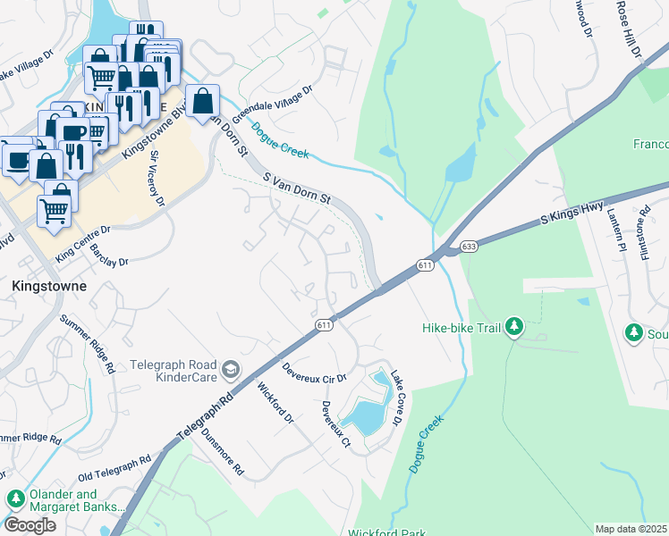 map of restaurants, bars, coffee shops, grocery stores, and more near 5252 Saint Genevieve Place in Alexandria
