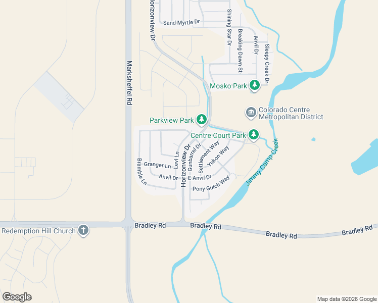 map of restaurants, bars, coffee shops, grocery stores, and more near 4321 Levi Lane in Colorado Springs