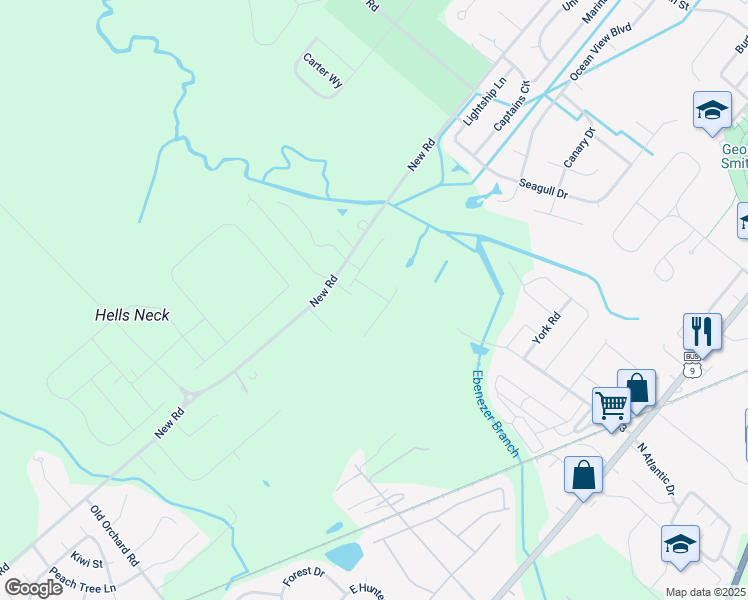 map of restaurants, bars, coffee shops, grocery stores, and more near 316 Bayberry Drive in Lewes