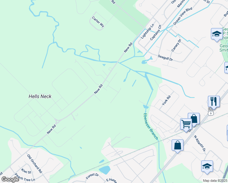 map of restaurants, bars, coffee shops, grocery stores, and more near 316 Bayberry Drive in Lewes