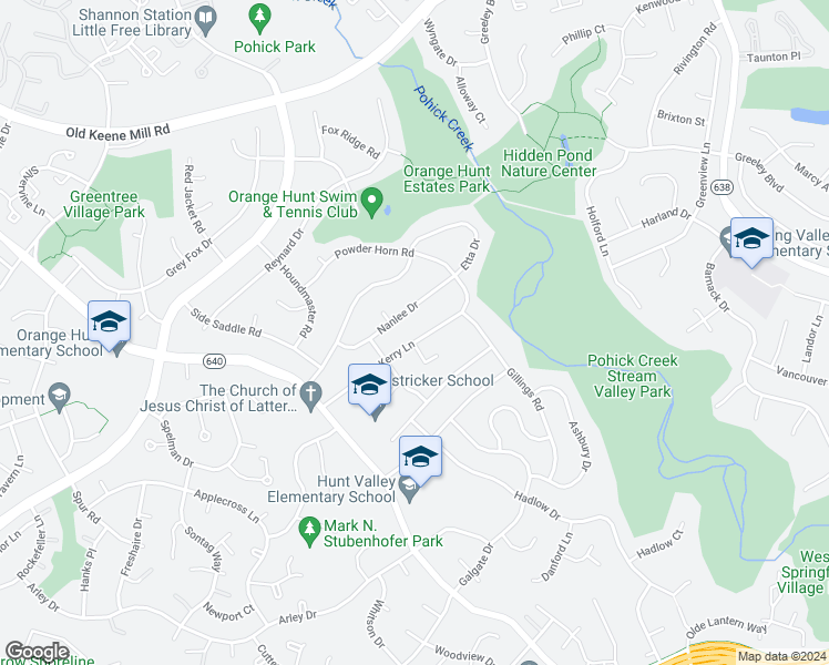 map of restaurants, bars, coffee shops, grocery stores, and more near 8626 Kerry Lane in Springfield