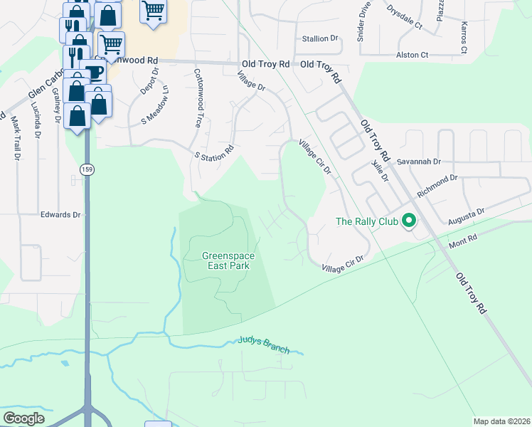 map of restaurants, bars, coffee shops, grocery stores, and more near 12 Saddlewood Lane in Glen Carbon