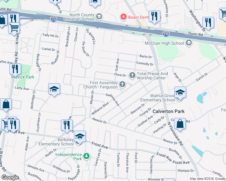 map of restaurants, bars, coffee shops, grocery stores, and more near 139 Gladys Avenue in St. Louis