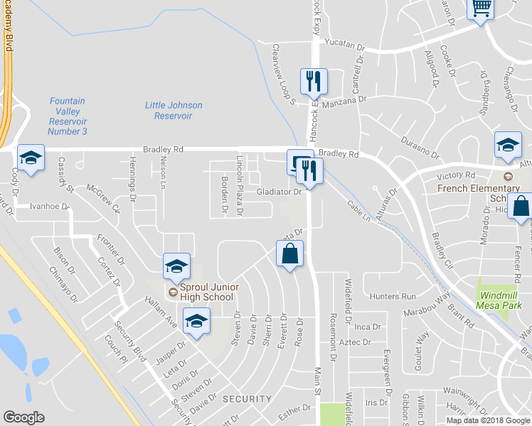 map of restaurants, bars, coffee shops, grocery stores, and more near 4921 Witches Hollow Lane in Colorado Springs