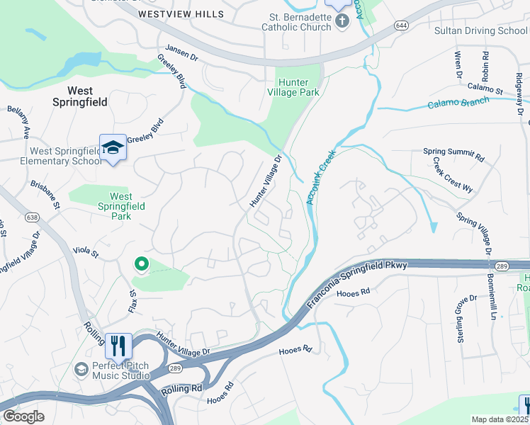 map of restaurants, bars, coffee shops, grocery stores, and more near 7709 Gromwell Court in West Springfield