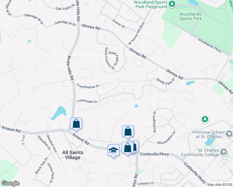 map of restaurants, bars, coffee shops, grocery stores, and more near 72 Hickoryshade Court in St. Peters
