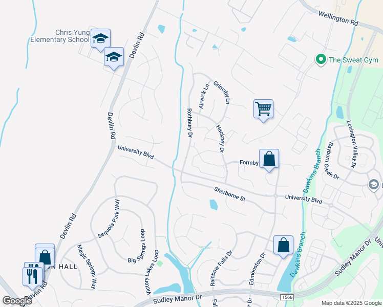 map of restaurants, bars, coffee shops, grocery stores, and more near 8760 Dunstable Loop in Bristow