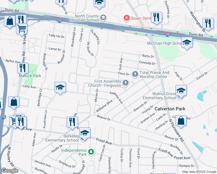 map of restaurants, bars, coffee shops, grocery stores, and more near 237 Gladys Avenue in St. Louis