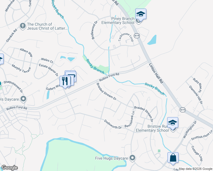 map of restaurants, bars, coffee shops, grocery stores, and more near 13652 America Dr in Bristow
