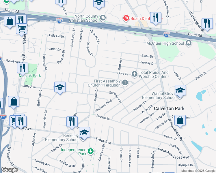 map of restaurants, bars, coffee shops, grocery stores, and more near 237 Gladys Avenue in St. Louis
