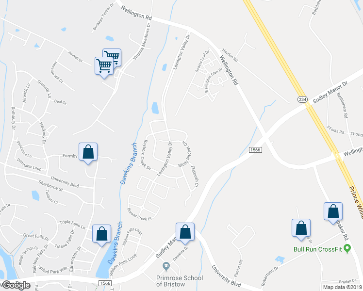 map of restaurants, bars, coffee shops, grocery stores, and more near 11922 Molly Pitcher Circle in Manassas