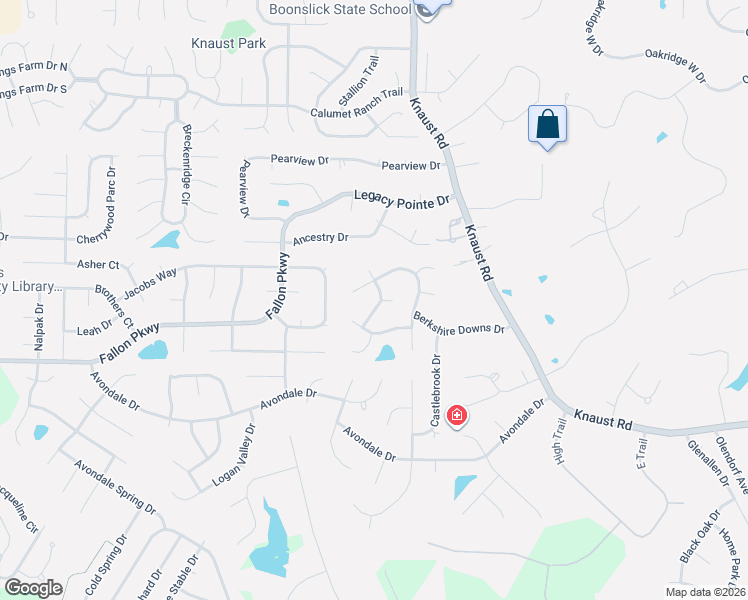 map of restaurants, bars, coffee shops, grocery stores, and more near 509 Foxbriar Drive in St. Peters