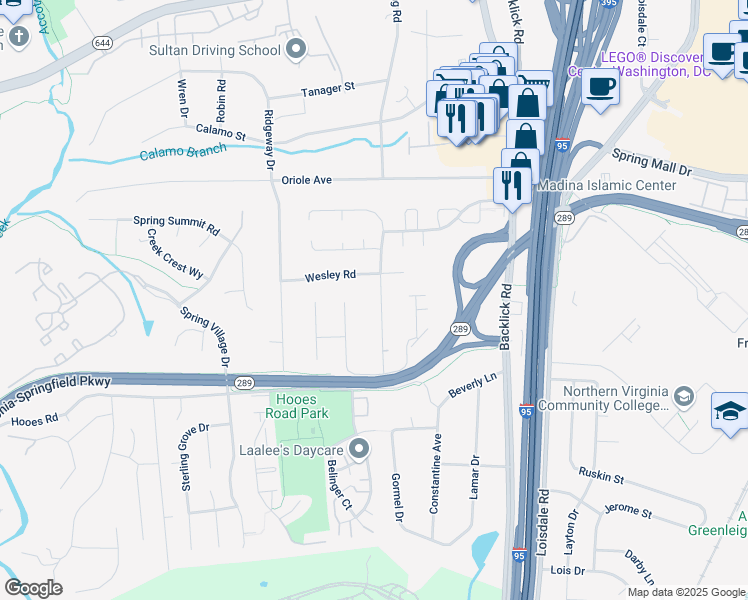 map of restaurants, bars, coffee shops, grocery stores, and more near 6908 Ben Franklin Road in Springfield