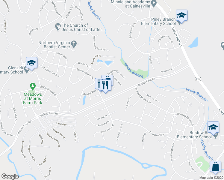 map of restaurants, bars, coffee shops, grocery stores, and more near 13833 Tarleton Court in Gainesville