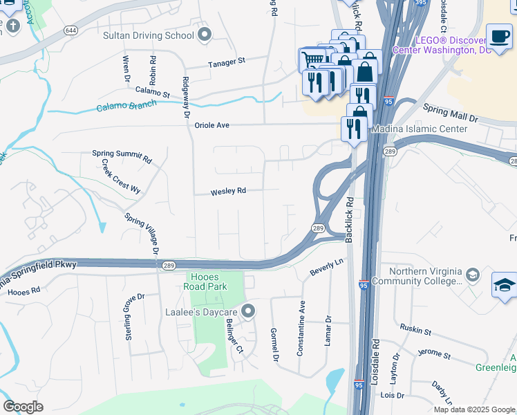 map of restaurants, bars, coffee shops, grocery stores, and more near 6908 Ben Franklin Road in Springfield